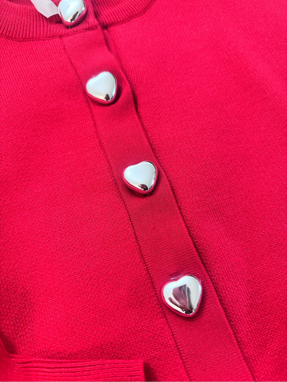 Philosophy Bright Red Heart-Button Cardigan - Picture 3 of 6